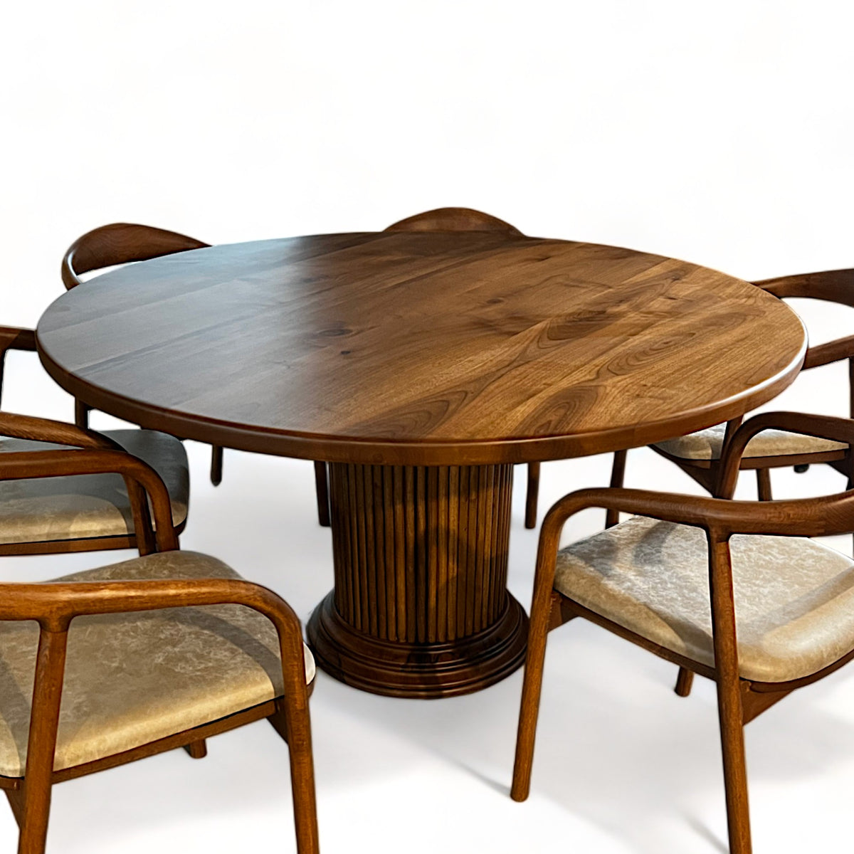 Midcentury Round Walnut Table