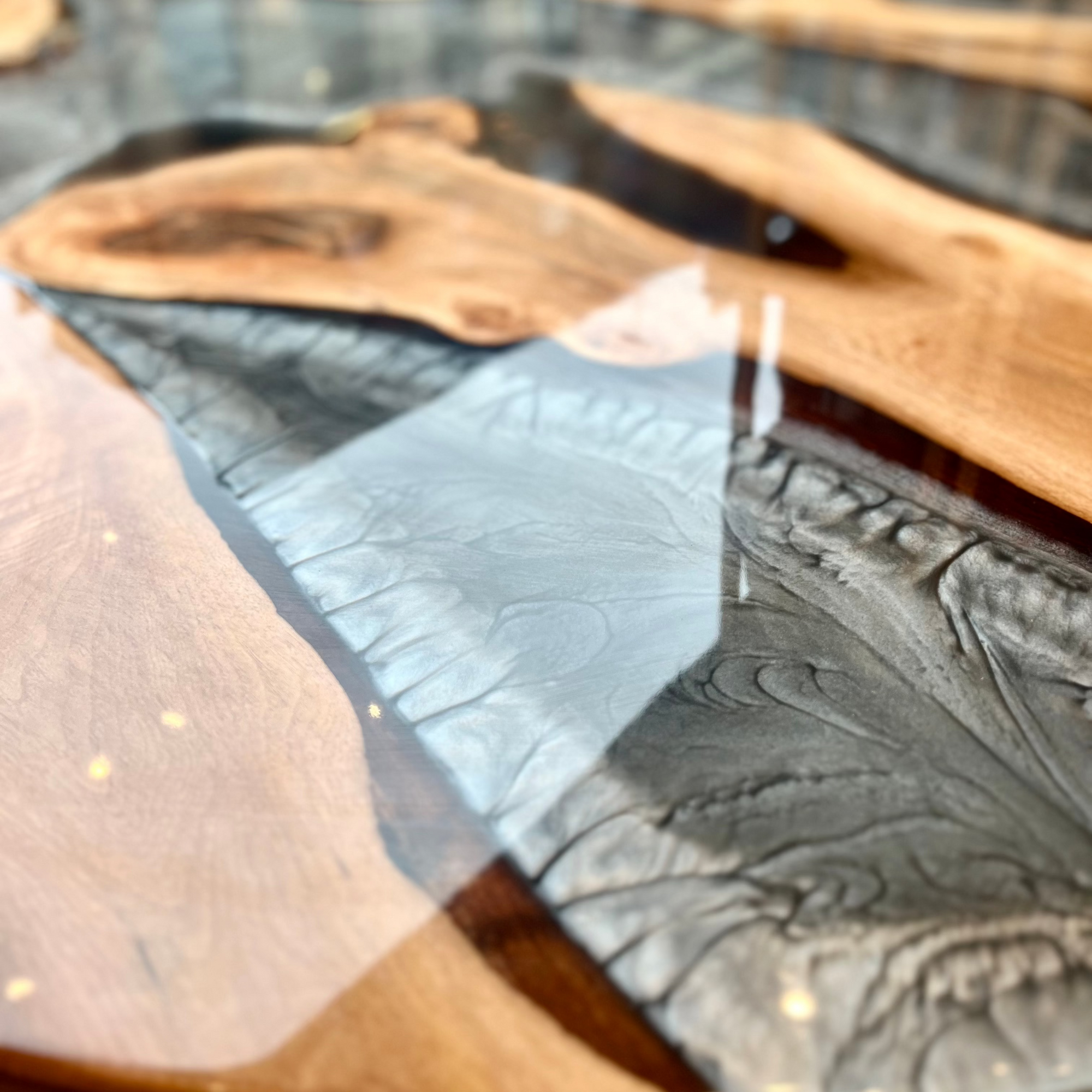 Round Grey Epoxy Resin River Table
