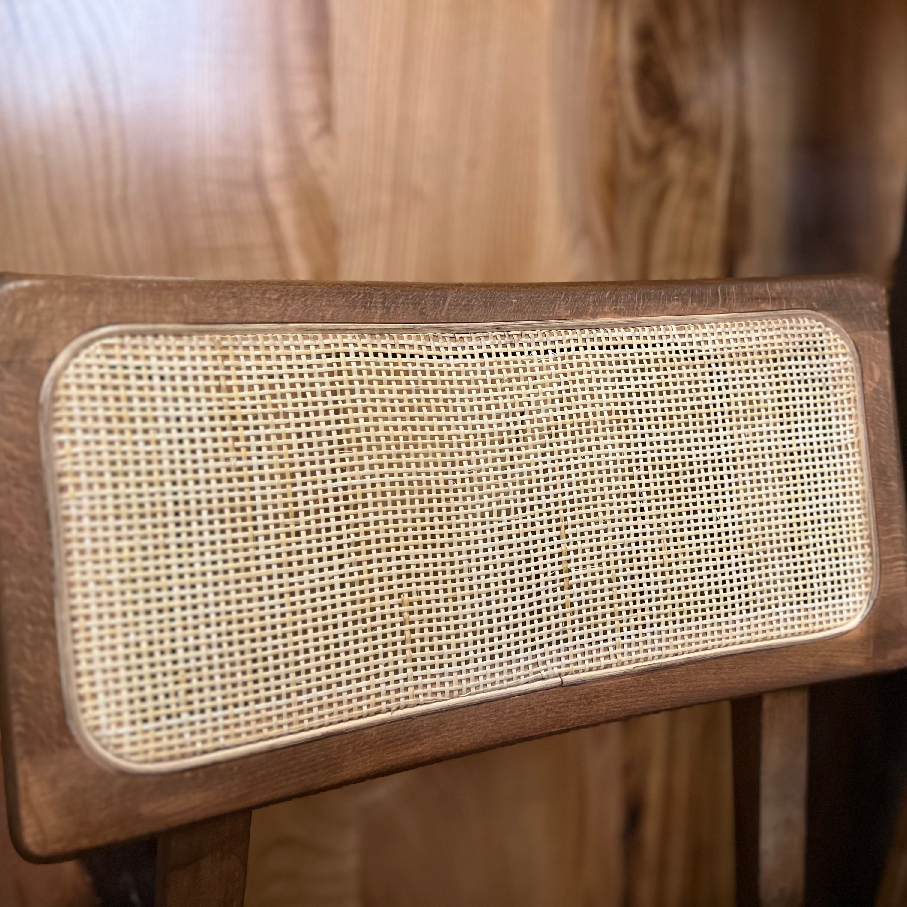 Mid-Century Modern Rattan Cane Wooden Dining Chair