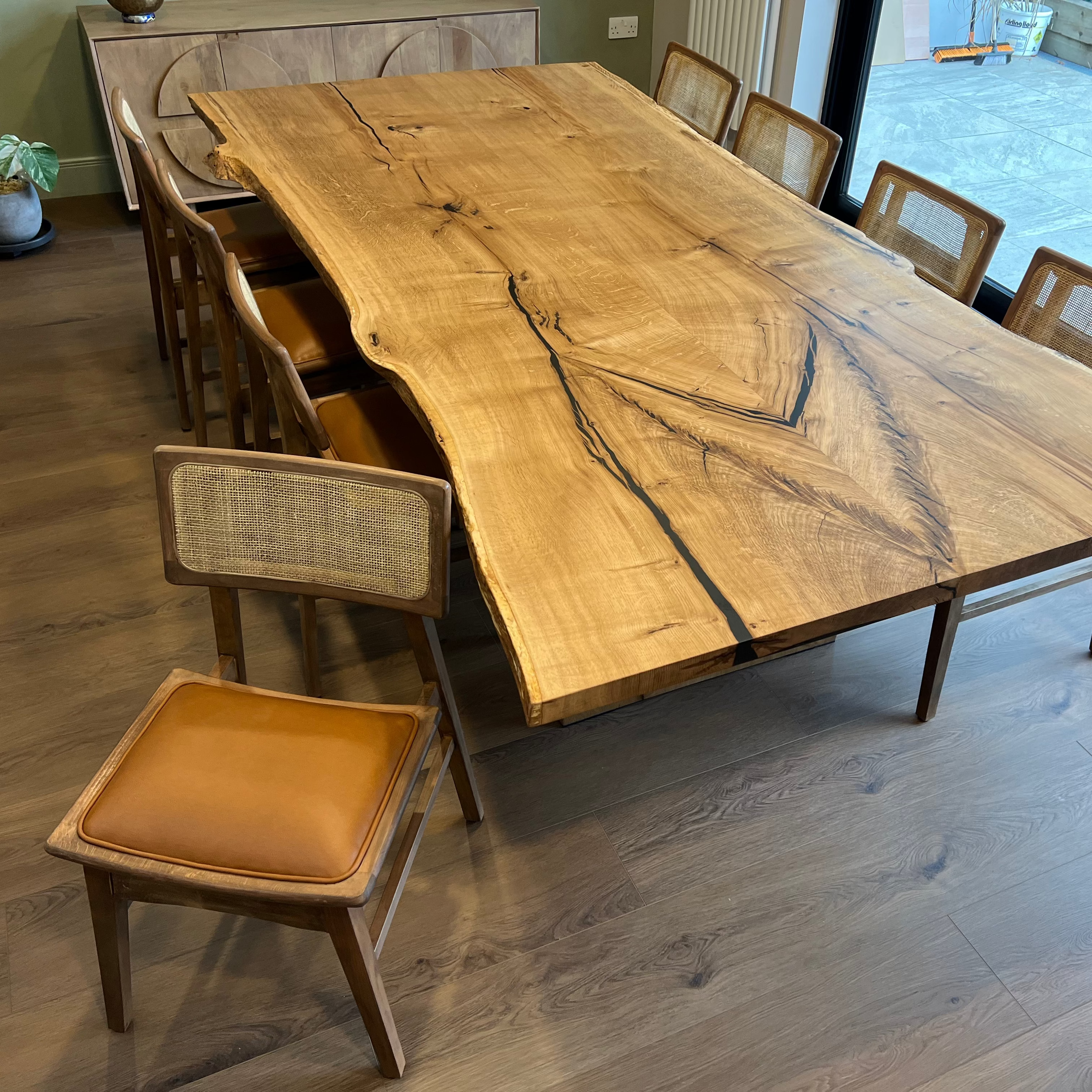 Mid-Century Modern Rattan Cane Wooden Dining Chair