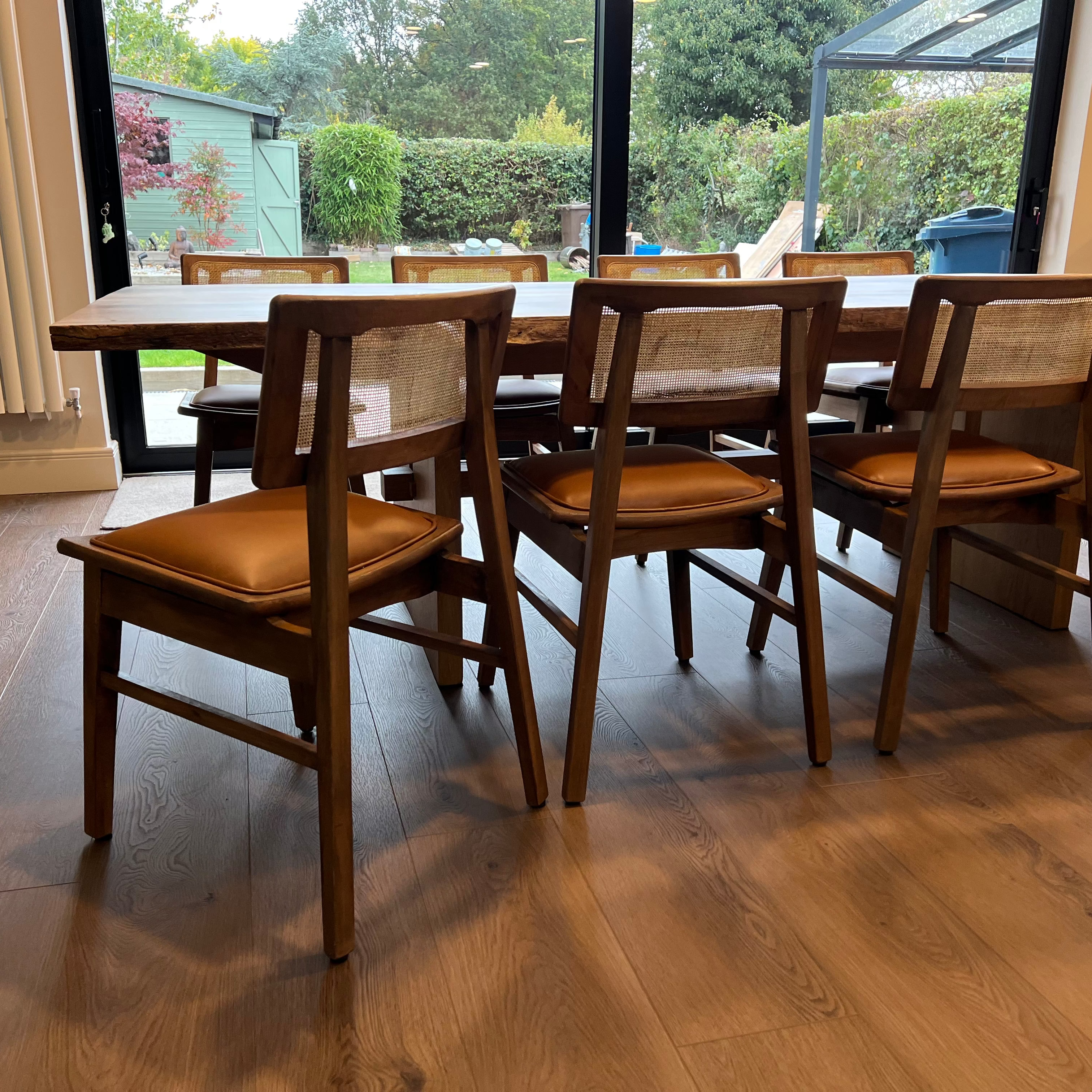 Mid-Century Modern Rattan Cane Wooden Dining Chair