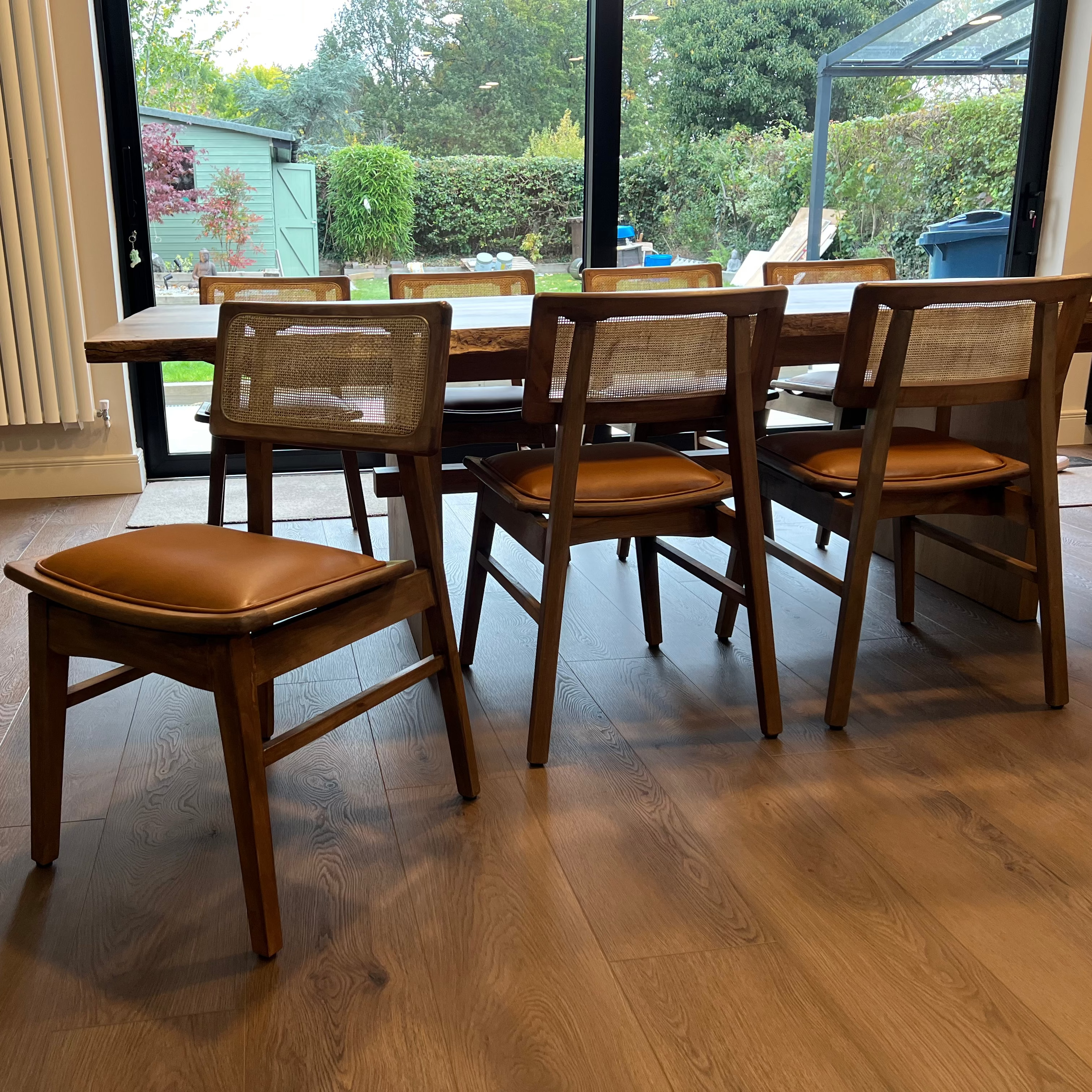 Mid-Century Modern Rattan Cane Wooden Dining Chair