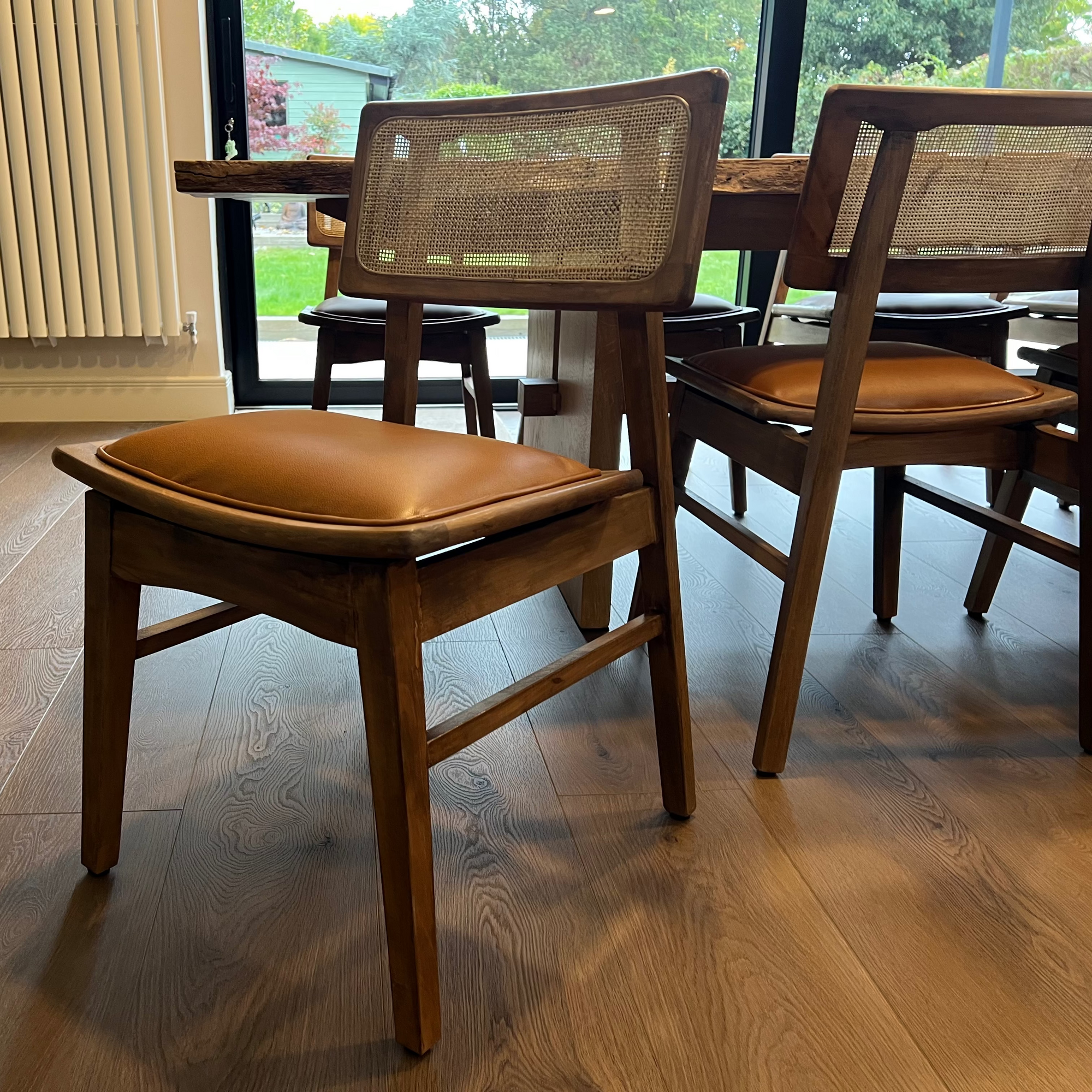 Mid-Century Modern Rattan Cane Wooden Dining Chair