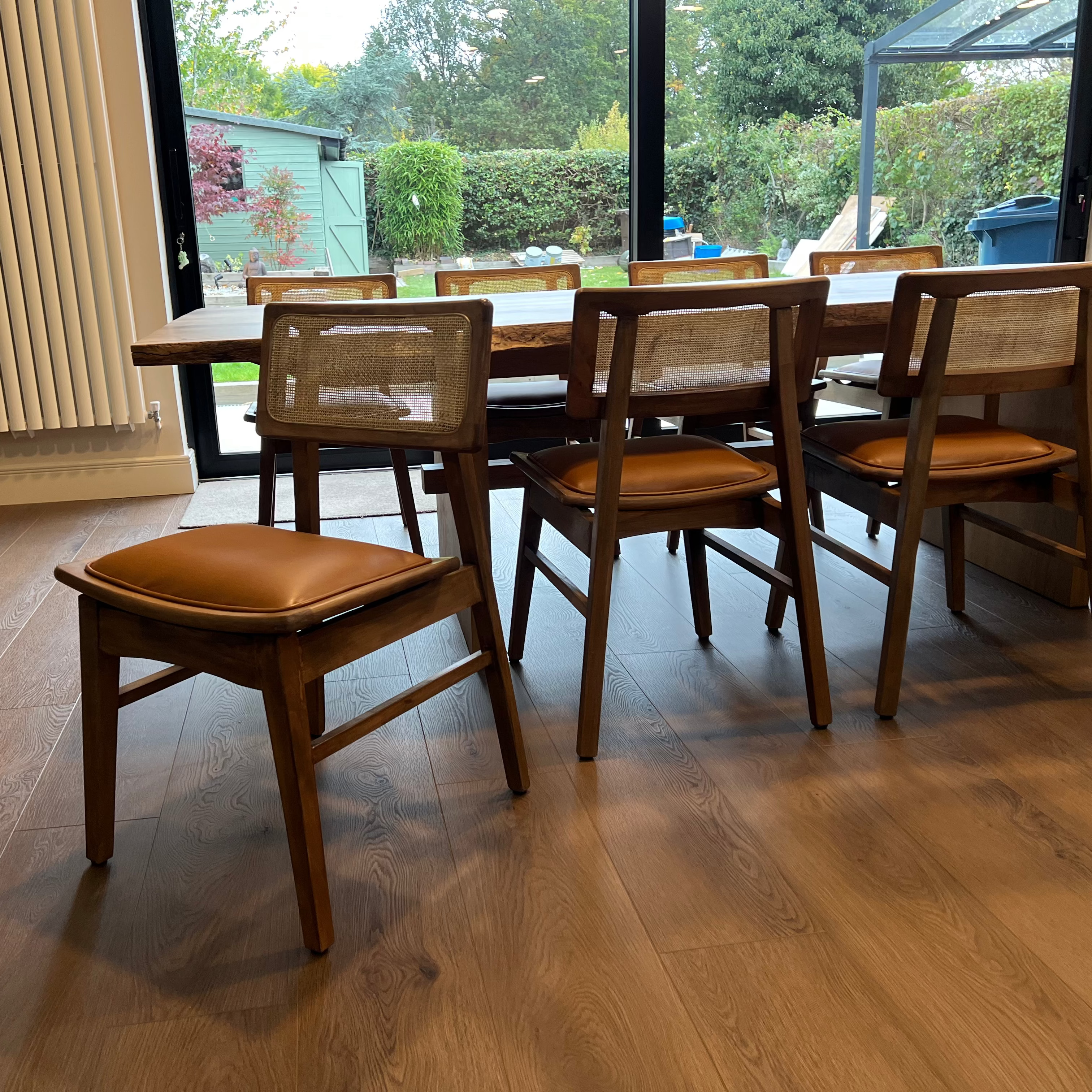 Mid-Century Modern Rattan Cane Wooden Dining Chair