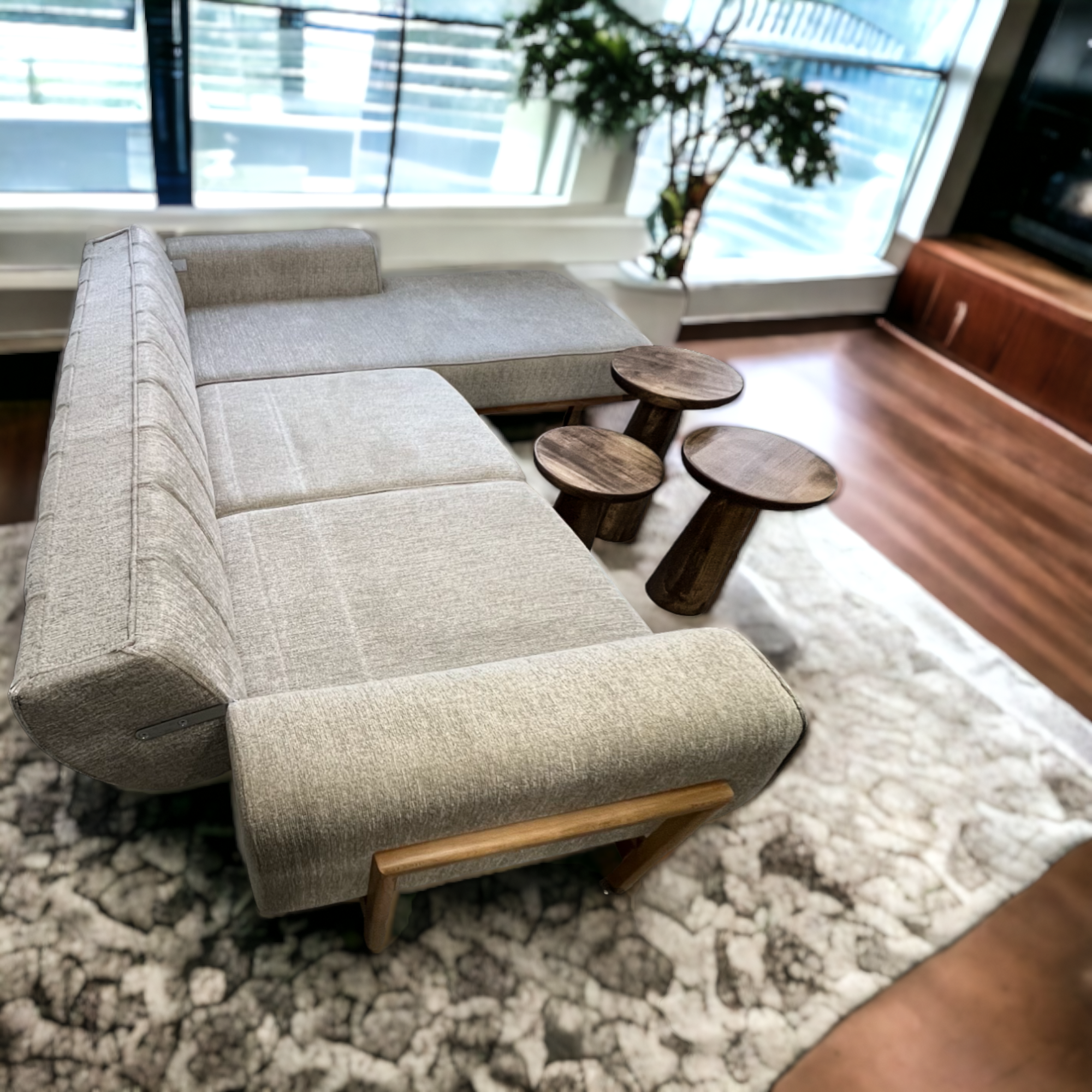 Contemporary L-Shaped Corner Sofa with Easy Flip