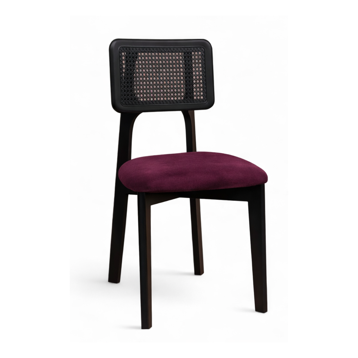 Black Wood Rattan Dining Chair