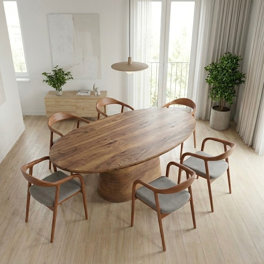 Solid Walnut Oval Dining Table