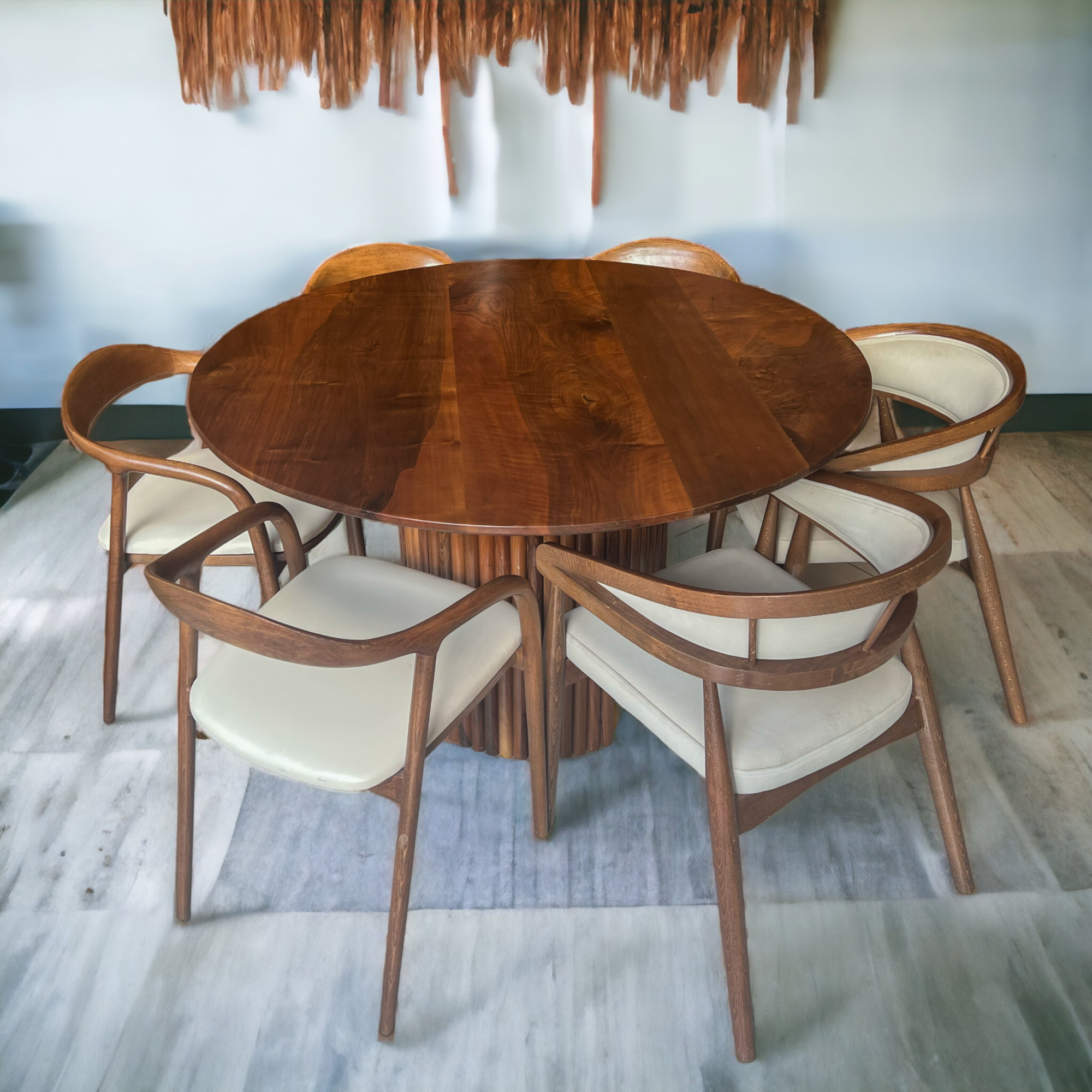 Round walnut hot sale kitchen table