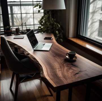 Your zone modern desk store with wood slab