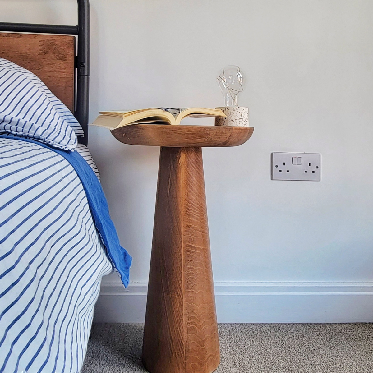 Mushroom Solid Wood Round Coffee Table | Walnut Wood  Colour End Table | Side Table
