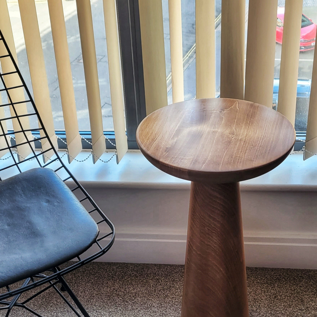 Mushroom Solid Wood Round Coffee Table | Walnut Wood  Colour End Table | Side Table