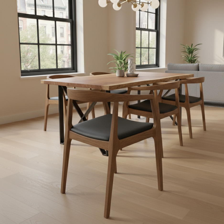 Solid Wood Dining Chair with Arms
