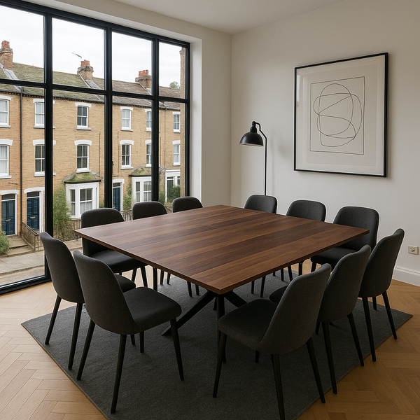 Sleek Modernist Square Walnut Table