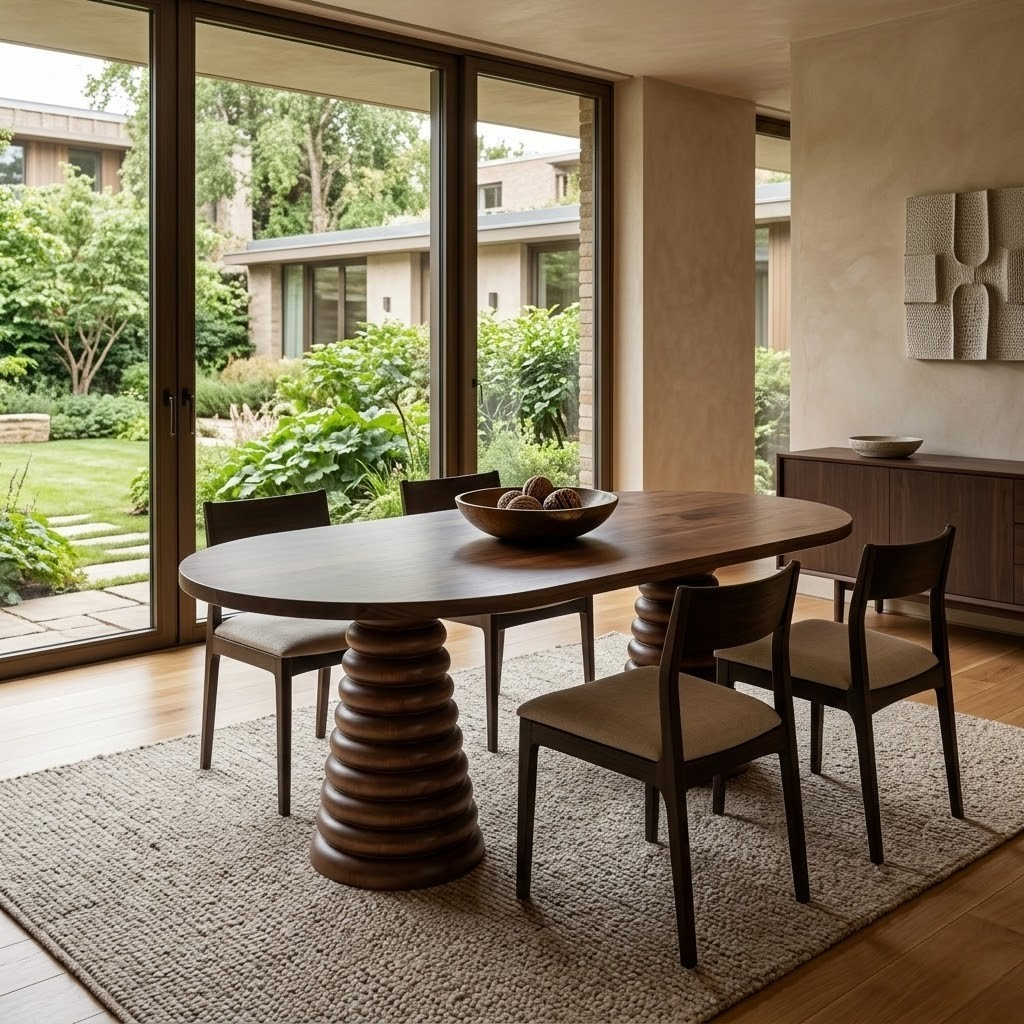 Atlas Sculptural Solid Walnut Dining Table