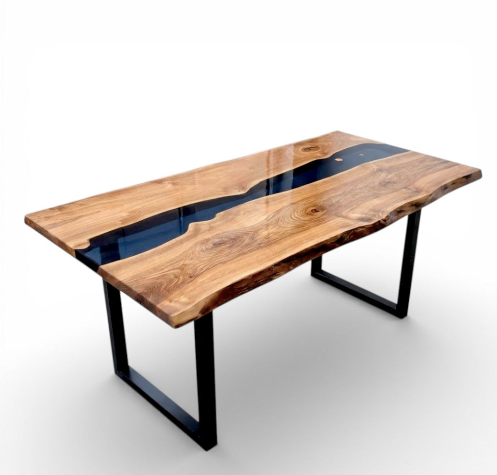 Black Walnut Epoxy Dining Table | Live Edge Walnut Resin River Table