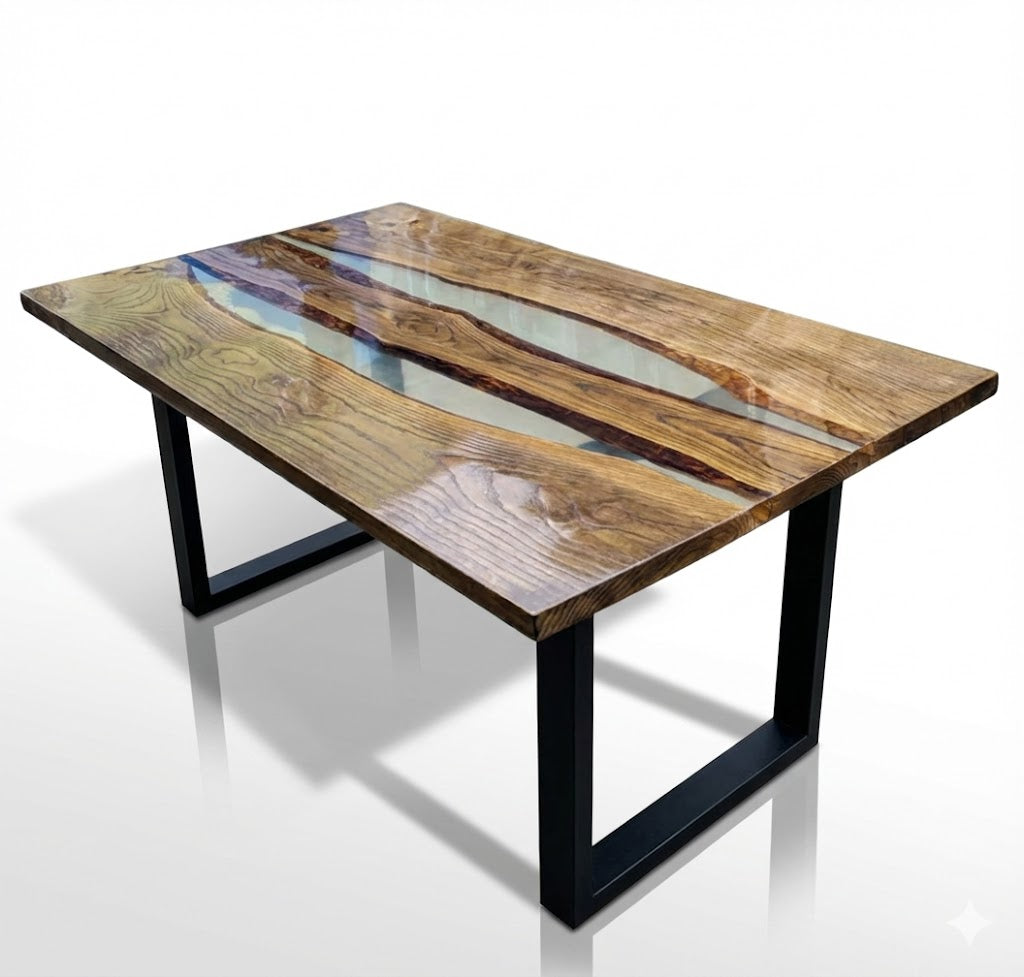 Ashley Transparent Resin River Epoxy Table