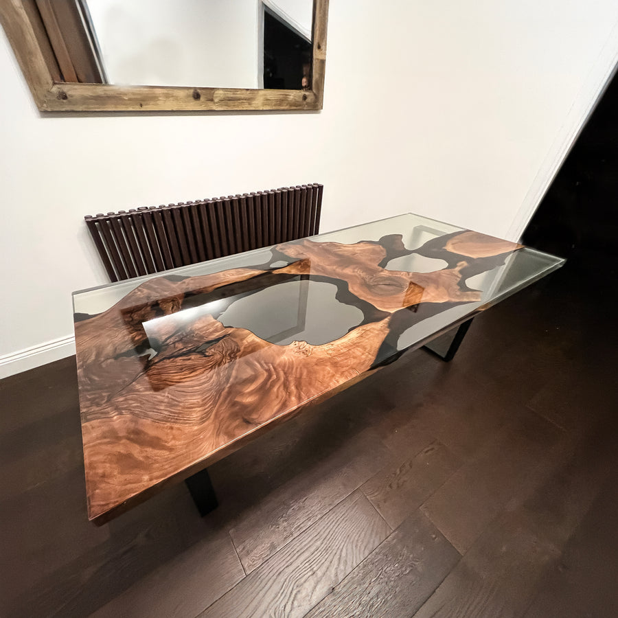 Transparent Epoxy Table Black Walnut Epoxy Dining Table
