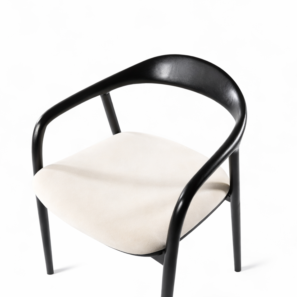 Mid Century Modern Wooden Black Dining Chair