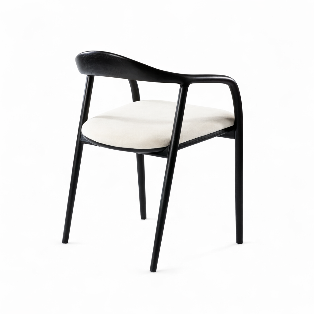 Mid Century Modern Wooden Black Dining Chair