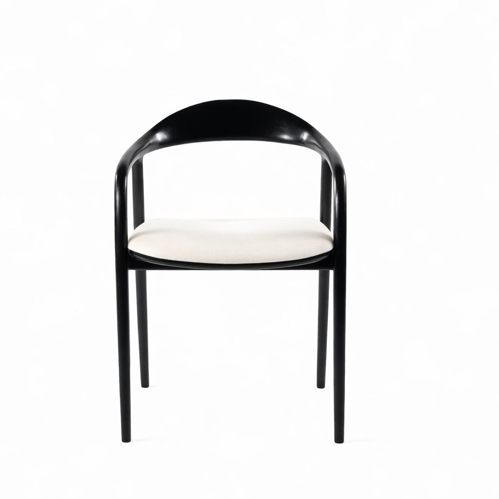 Mid Century Modern Wooden Black Dining Chair