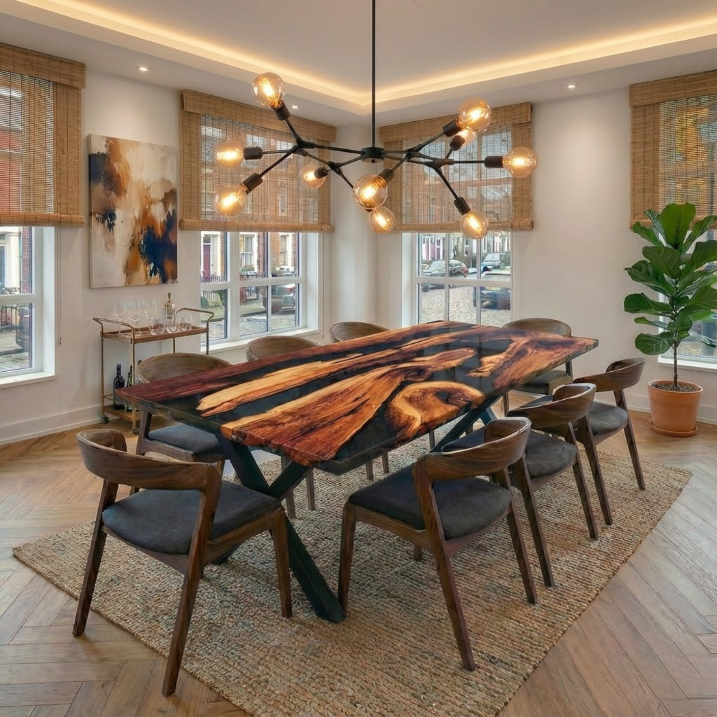 Semi Transparent Black Epoxy Table - Chestnut Wood and Resin