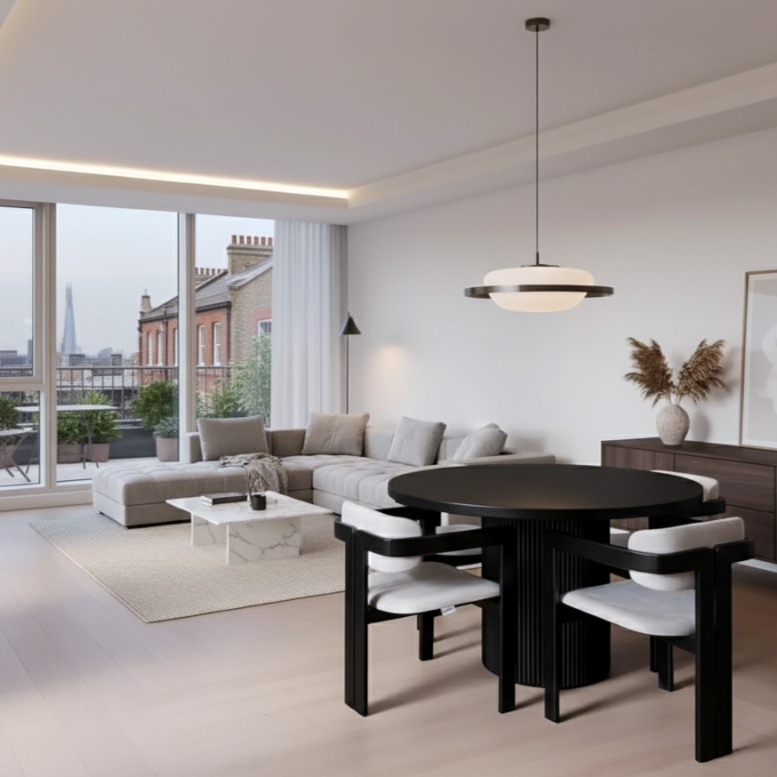 Japandi Black Round Nook Table