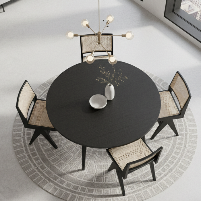 Pierre Black Wooden Natural Rattan Dining Chair