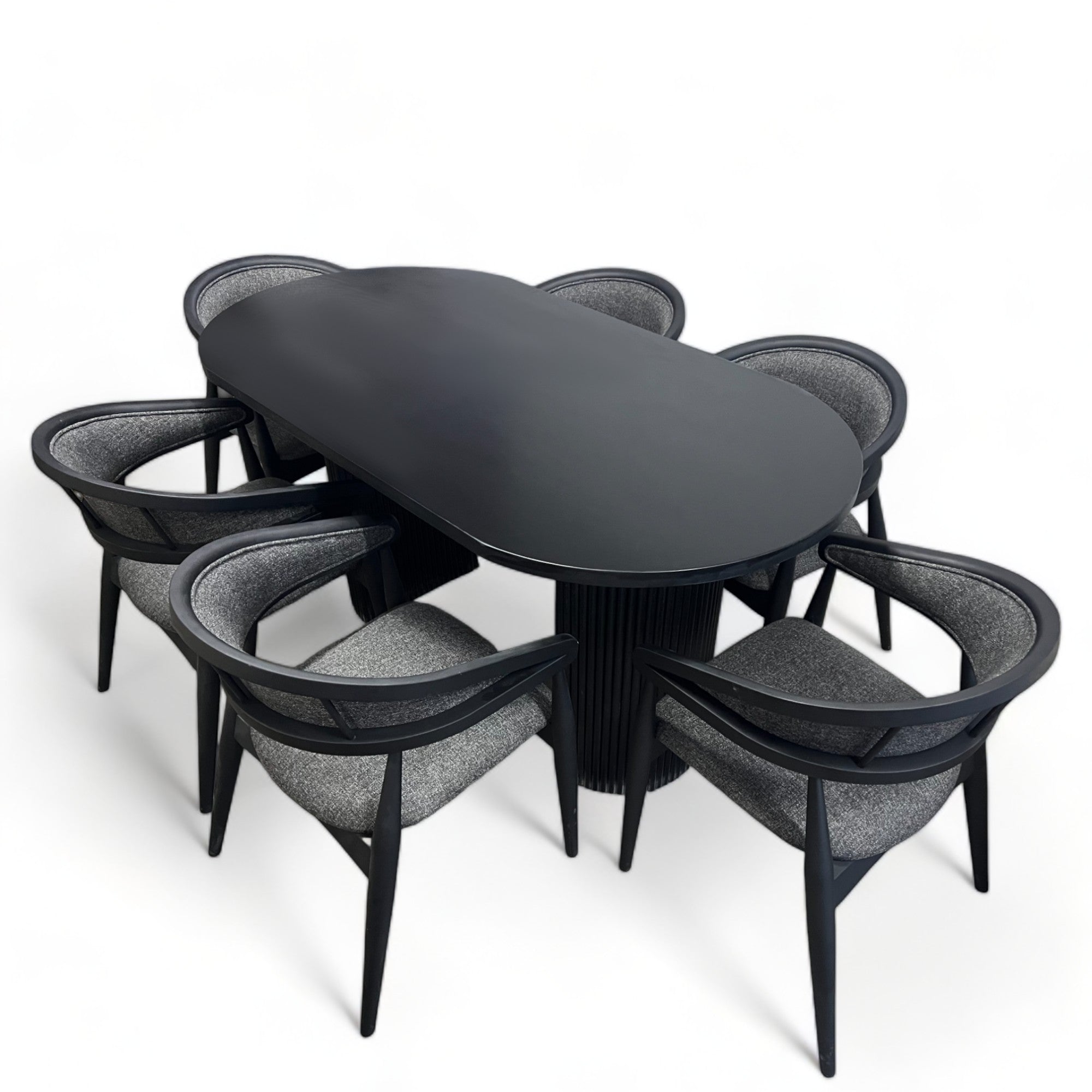 Japandi Style Black Oval Wood Table