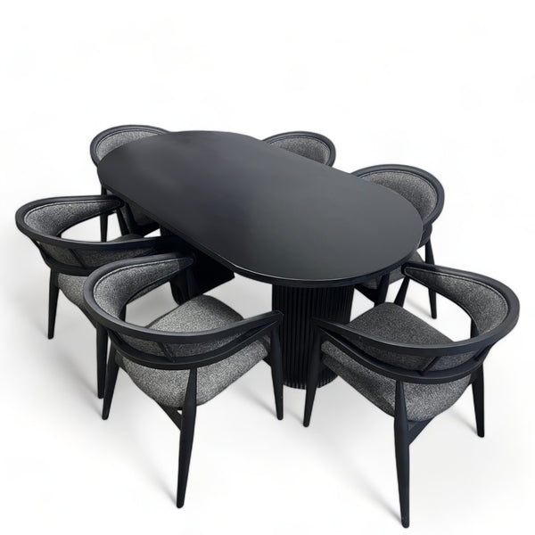 Japandi Style Black Oval Wood Table