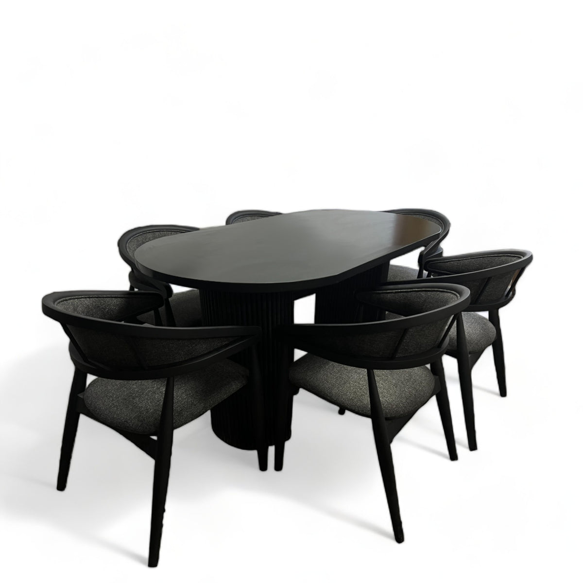 Japandi Style Black Oval Wood Table