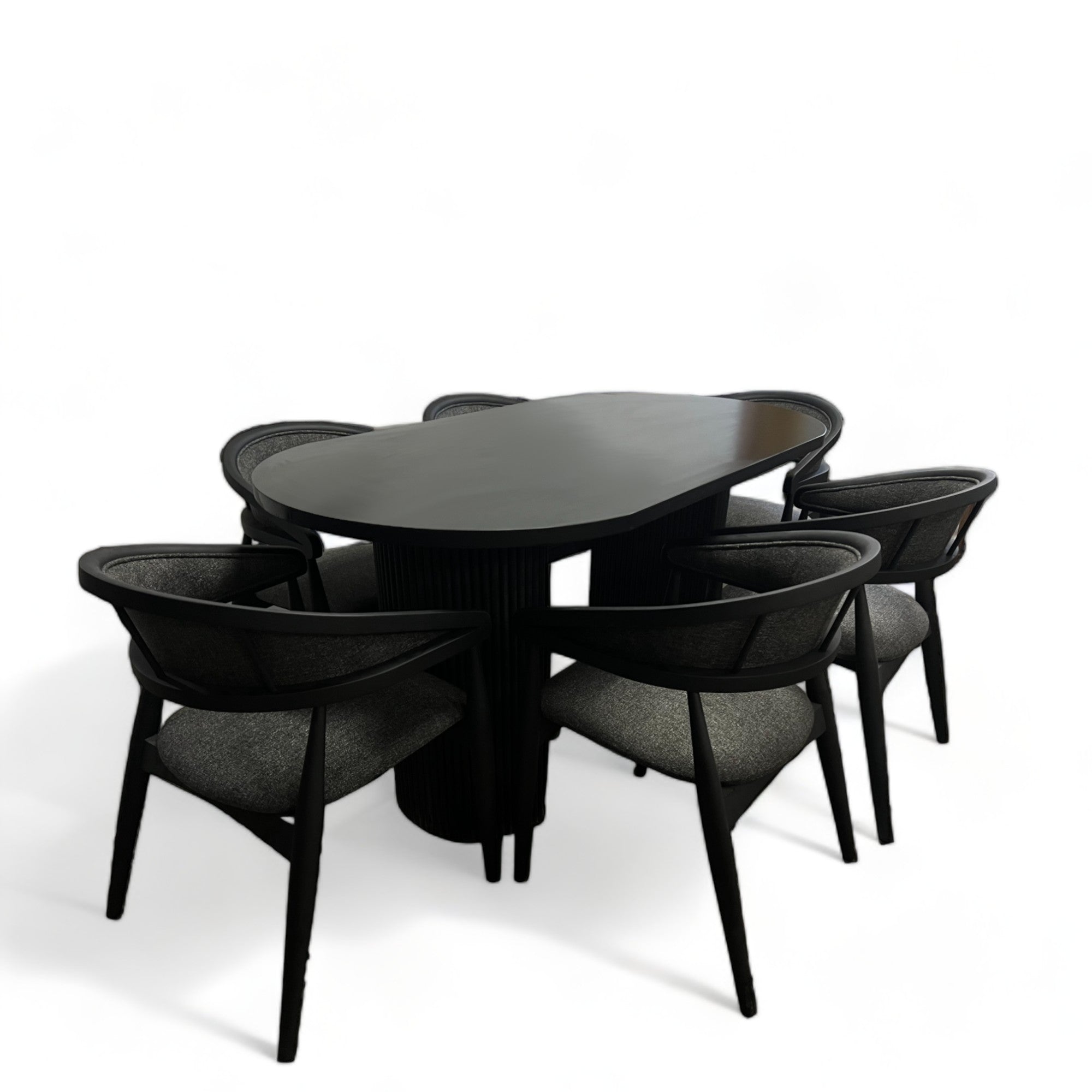 Japandi Style Black Oval Wood Table