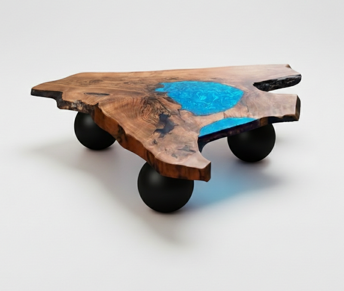 Blue Live Edge Walnut Table