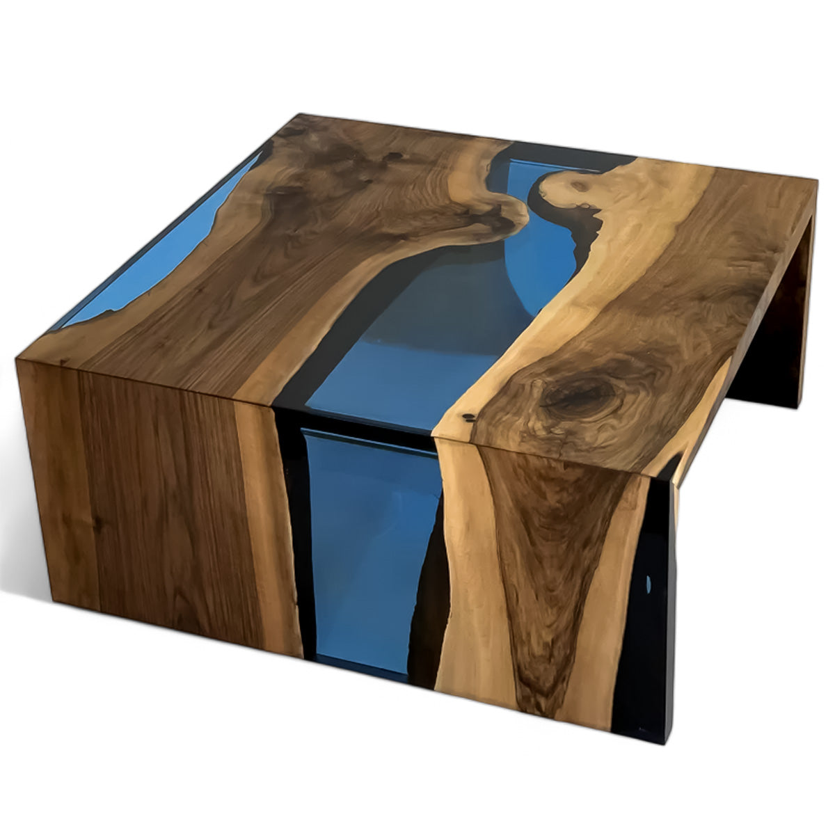 One Piece Walnut Resin Coffee Table