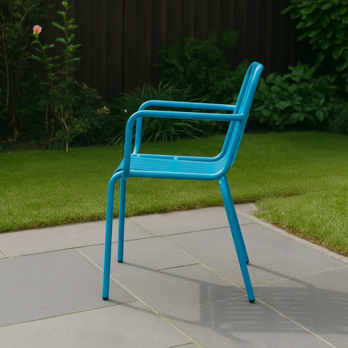Blue Metal Outdoor Garden Chair