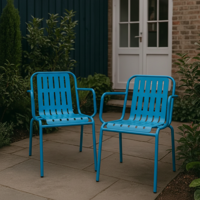 Blue Metal Outdoor Garden Chair
