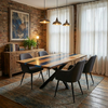 Custom-Made Live Edge Walnut Blue Epoxy Resin River Table