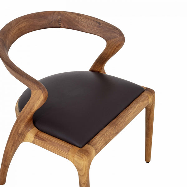 Contemporary Walnut Sculpted Dining Chair