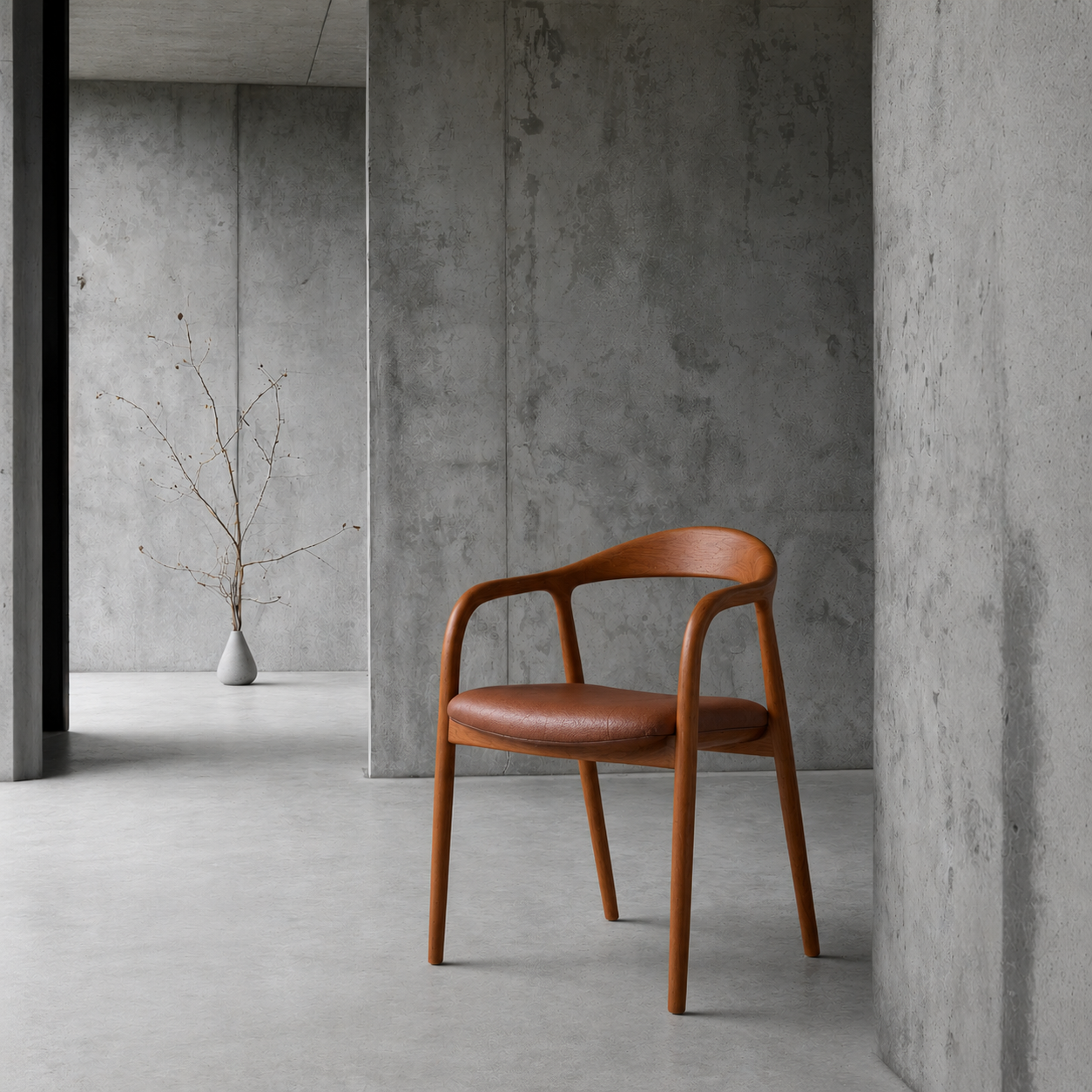 Customisation | Japandi Style Oval Wood Table and Set of 6 Midcentury Chair