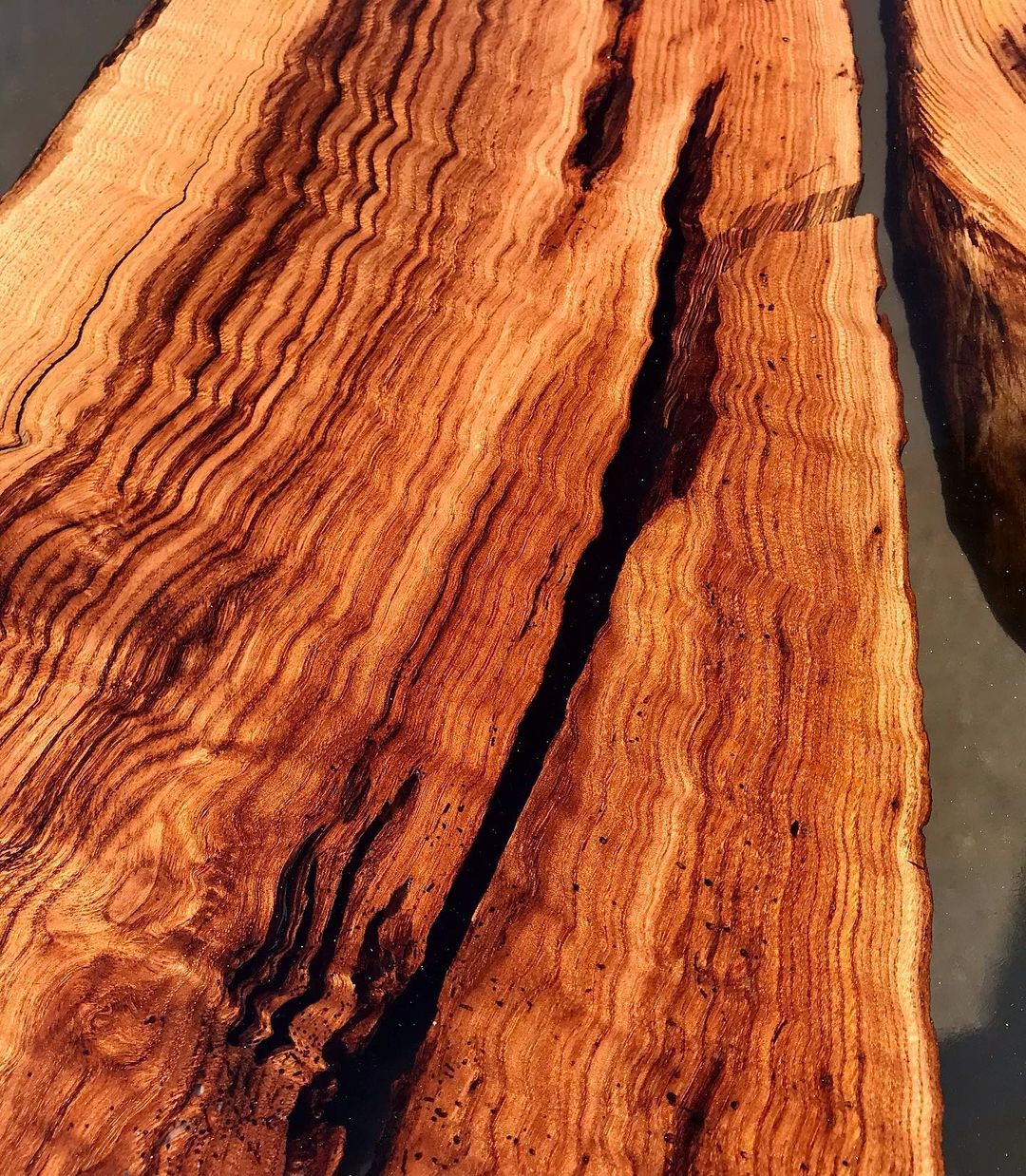 Semi Transparent Black Epoxy Table - Chestnut Wood and Resin