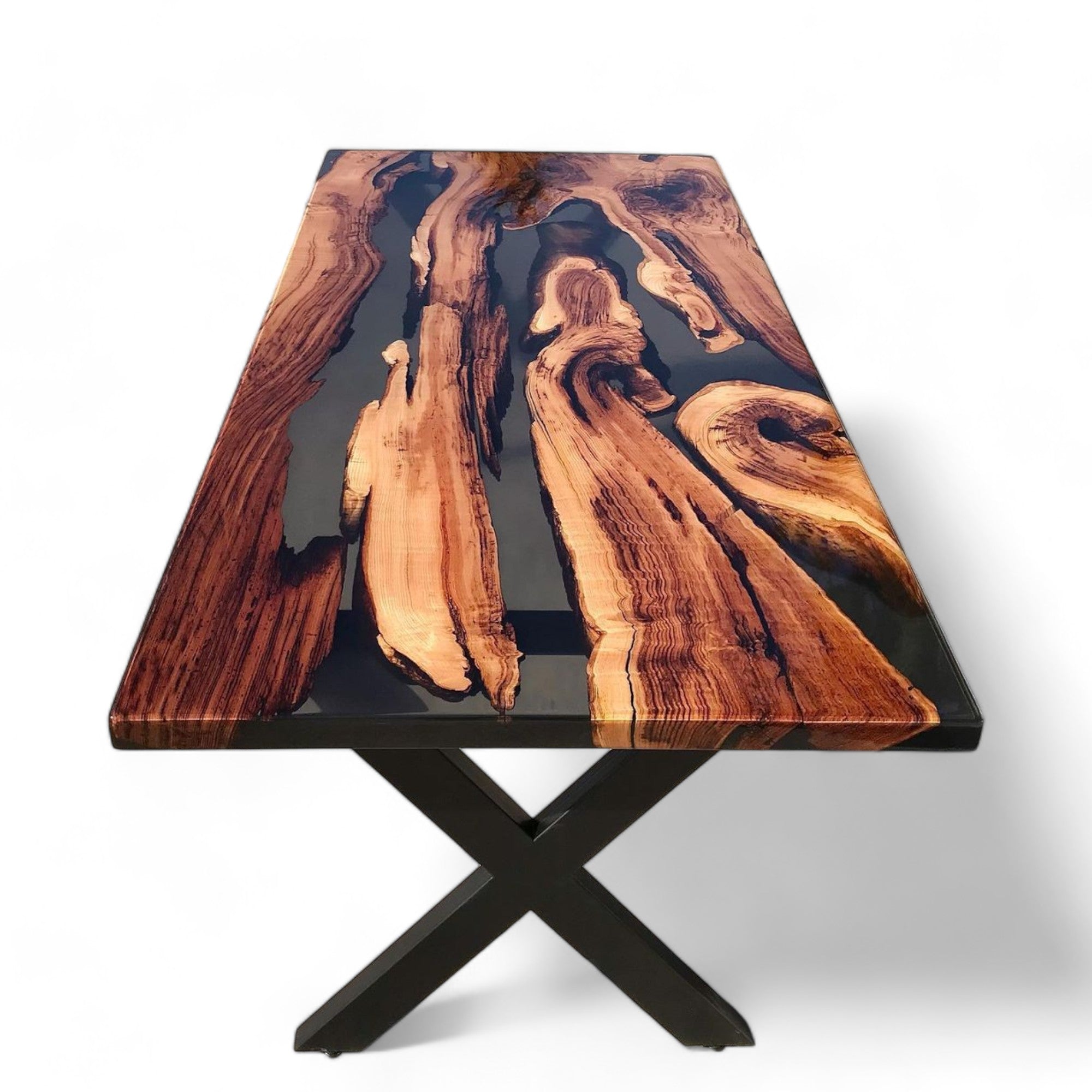 Semi Transparent Black Epoxy Table - Chestnut Wood and Resin