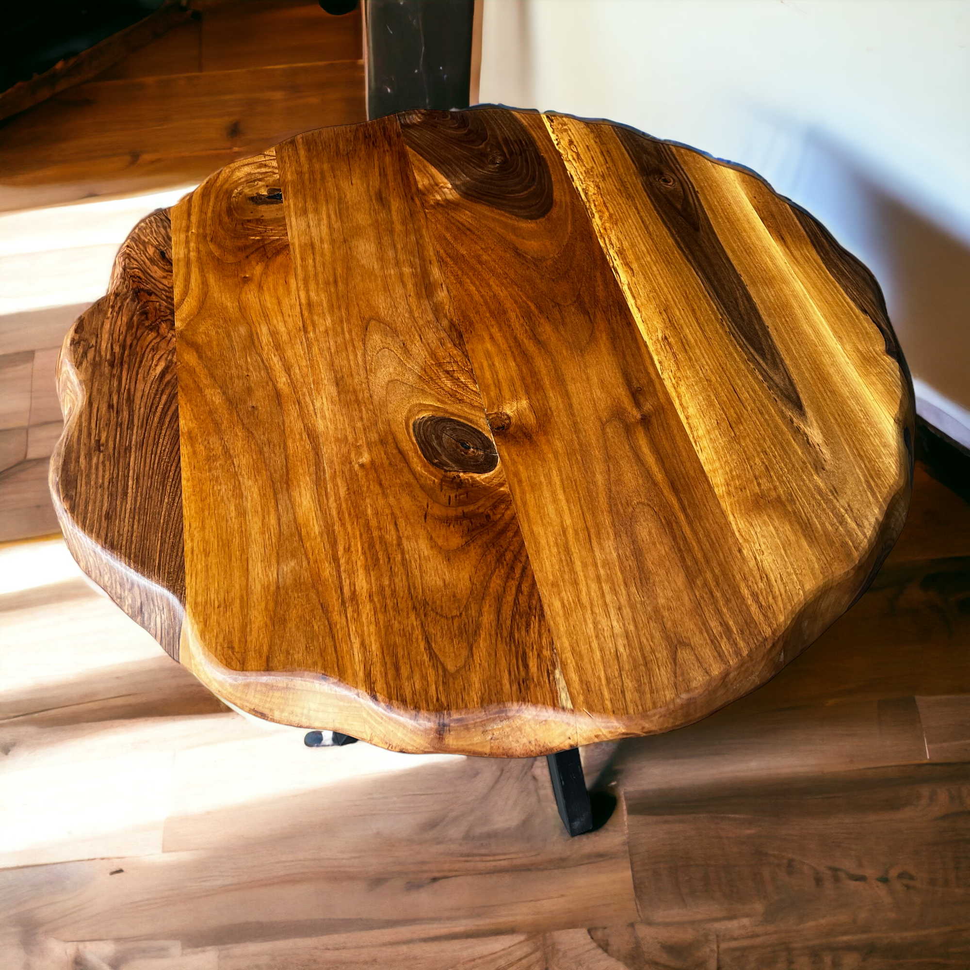 Live Edge Round Walnut Dining Table 4 Seater 6 Seater Dining Table Natural Wood Dining Table