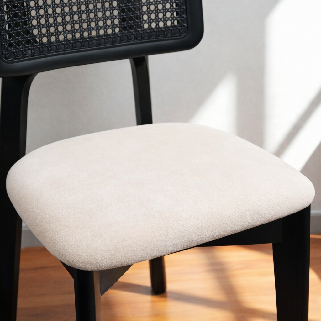 Black Wood Rattan Dining Chair