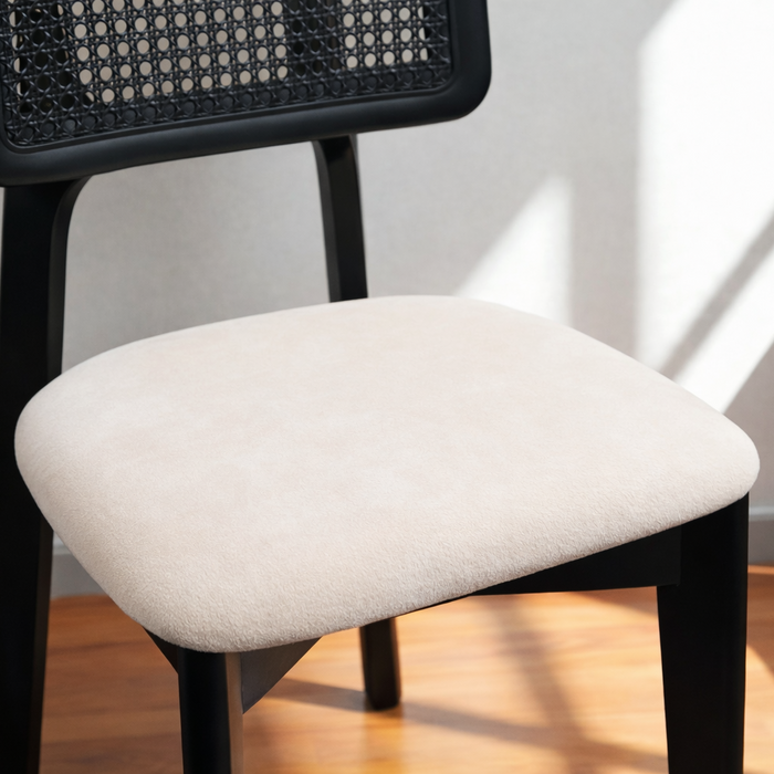 Black Wood Rattan Dining Chair