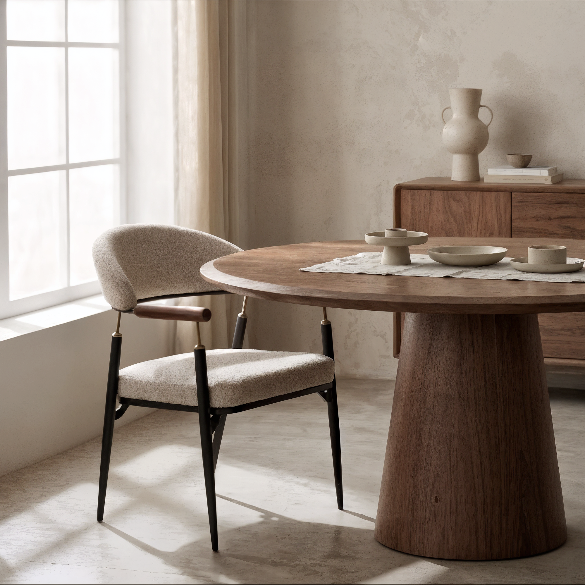 Etta Mid-century Chair with Bronze Details