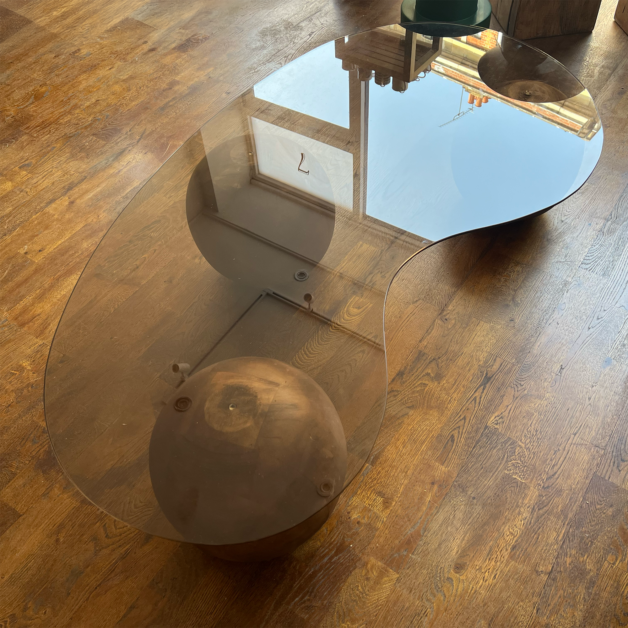Kidney Shaped Glass Coffee Table
