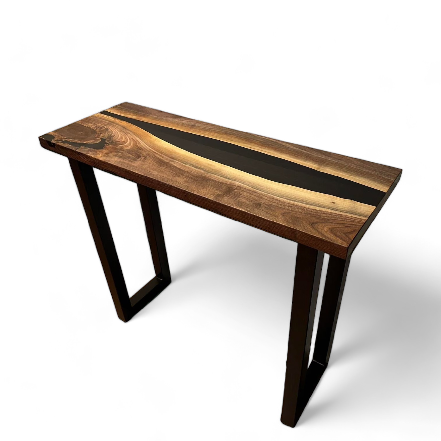 Live Edge Walnut Console with Black Epoxy Resin