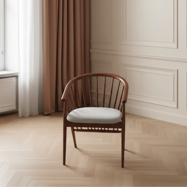 Modern Spindle Back Walnut Colour Wood Chair