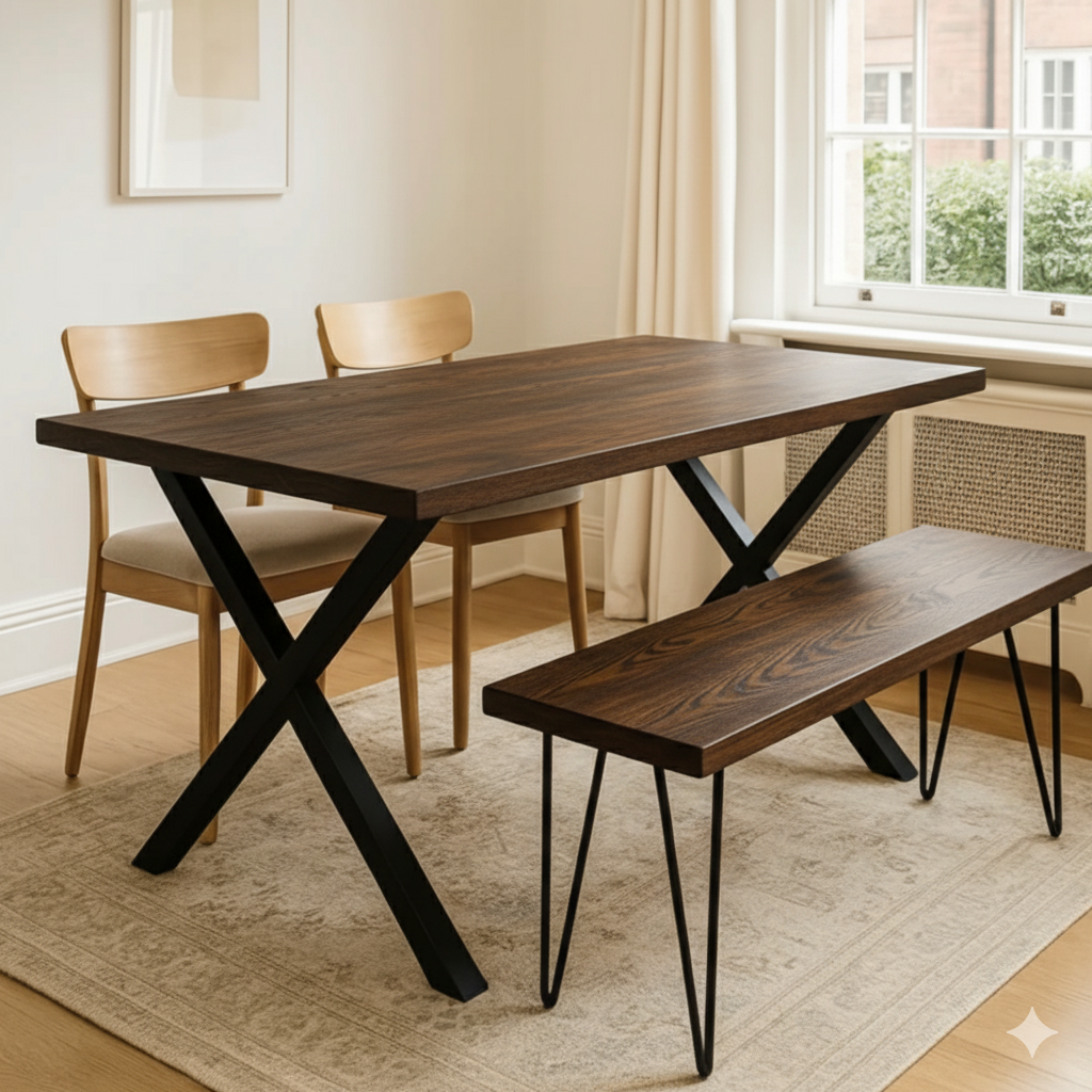 Solid Wood Bench | Industrial Bench | Pine Wood Dining Bench | Rustic Bench