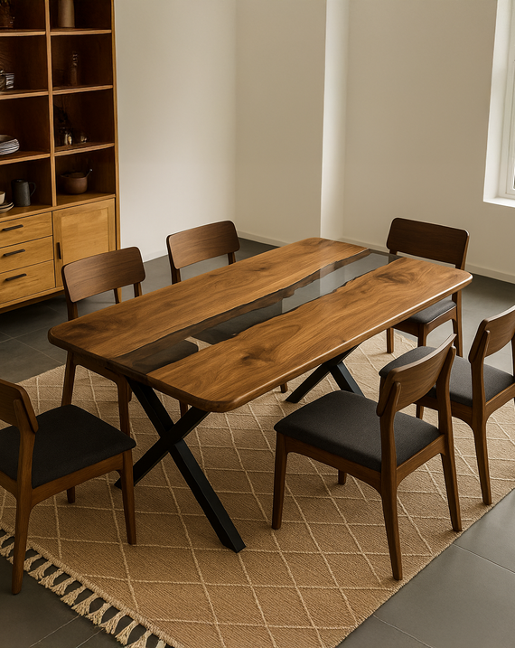 Transparent Epoxy Resin Table - Walnut Epoxy Dining Table