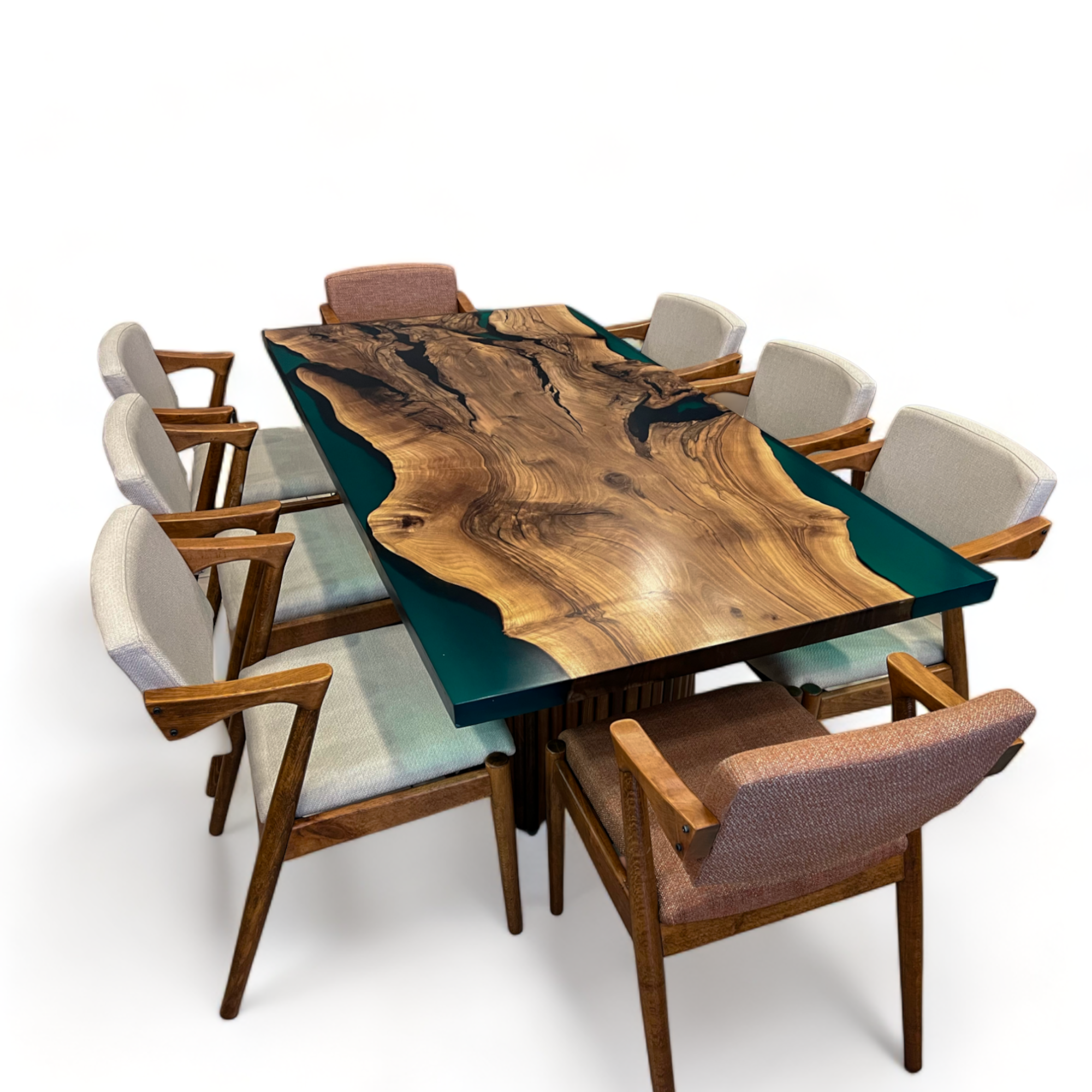 Green Epoxy Dining Table - Green Resin River Table